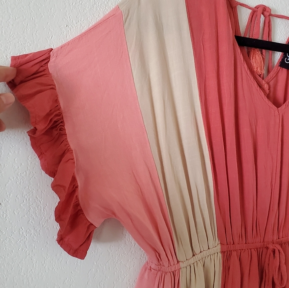 GIGIO BY UMGEE Marsala Color‎ Block V Neck Mini Dre - Picture 9 of 16